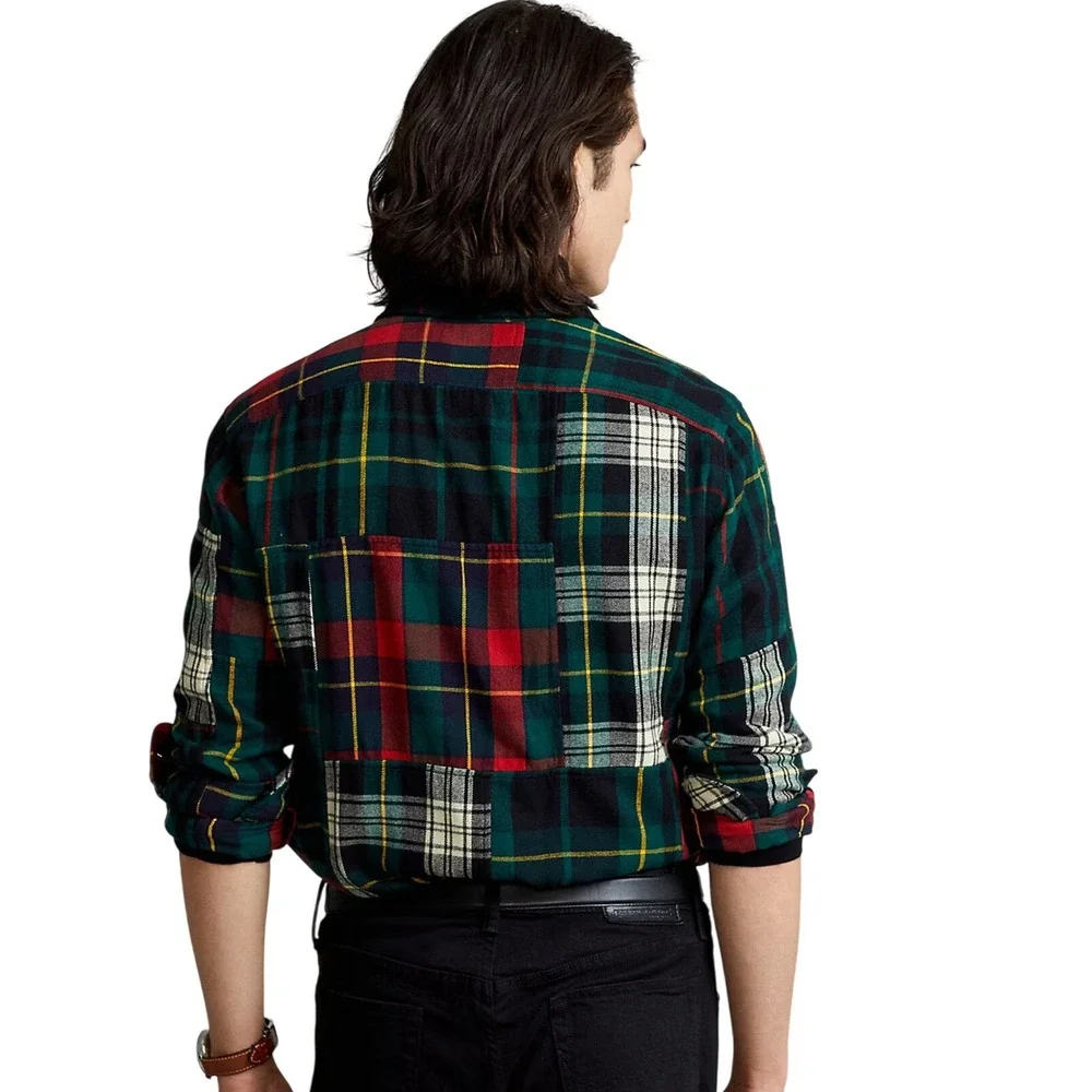 Polo Ralph Lauren Classic Fit Patchwork Plaid Flannel Shirt XL New‎